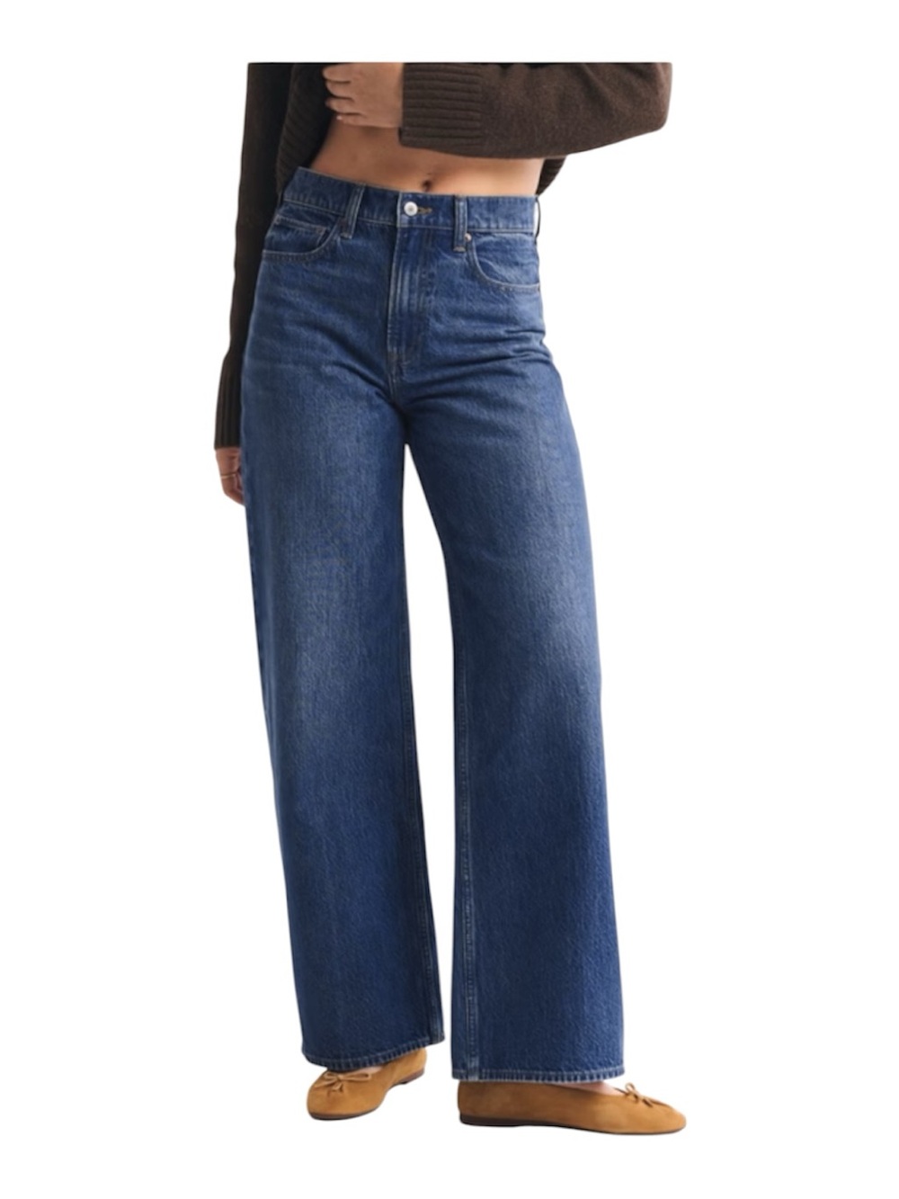 Abercrombie & Fitch Wide-Leg Jeans in Dark Blue Wash Size 25 Regular - Picture 3 of 11